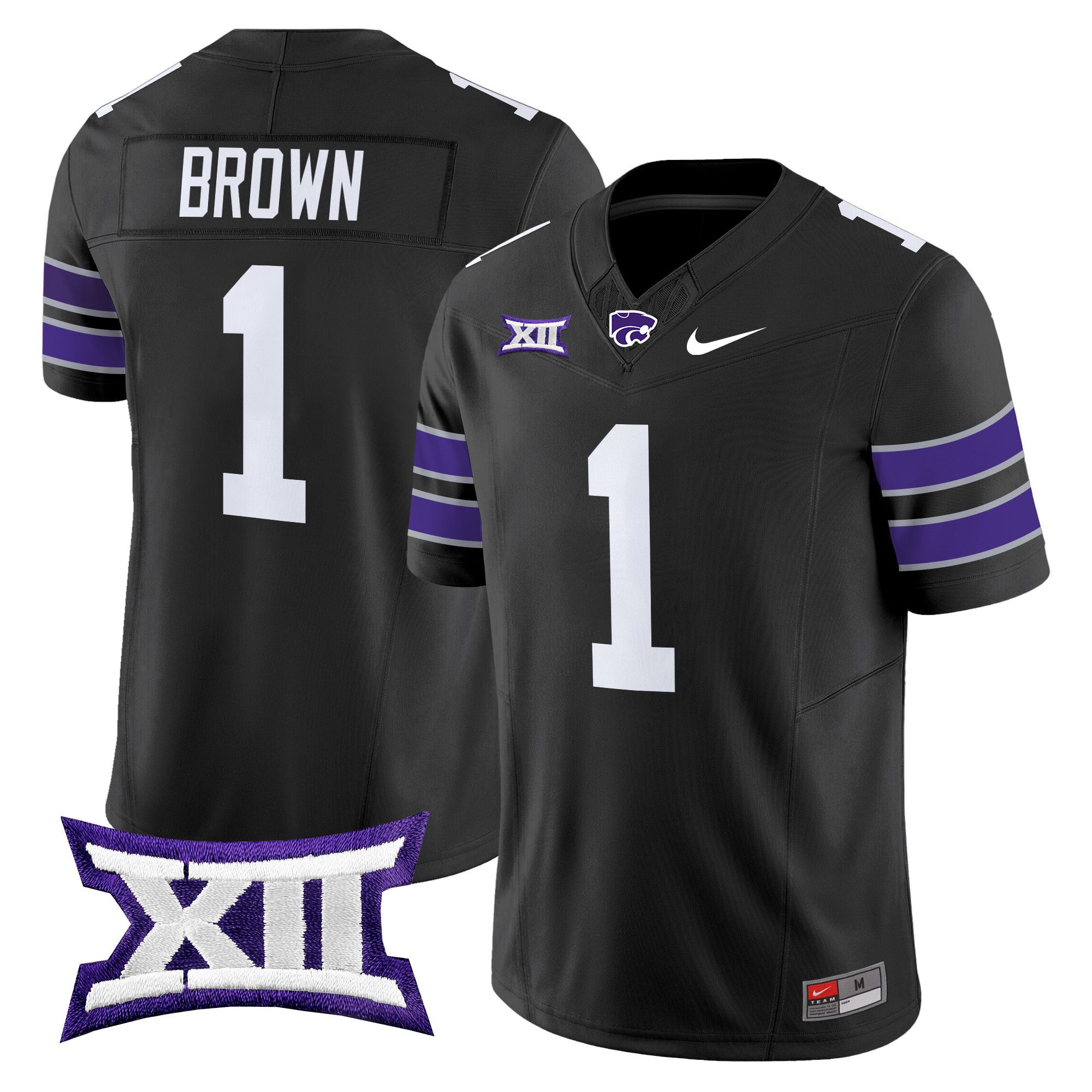 Men Kansas State Wildcats #1 Brown Black Nike 2024 Vapor Limited NCAA Jersey style 1->ncaa teams->NCAA Jersey